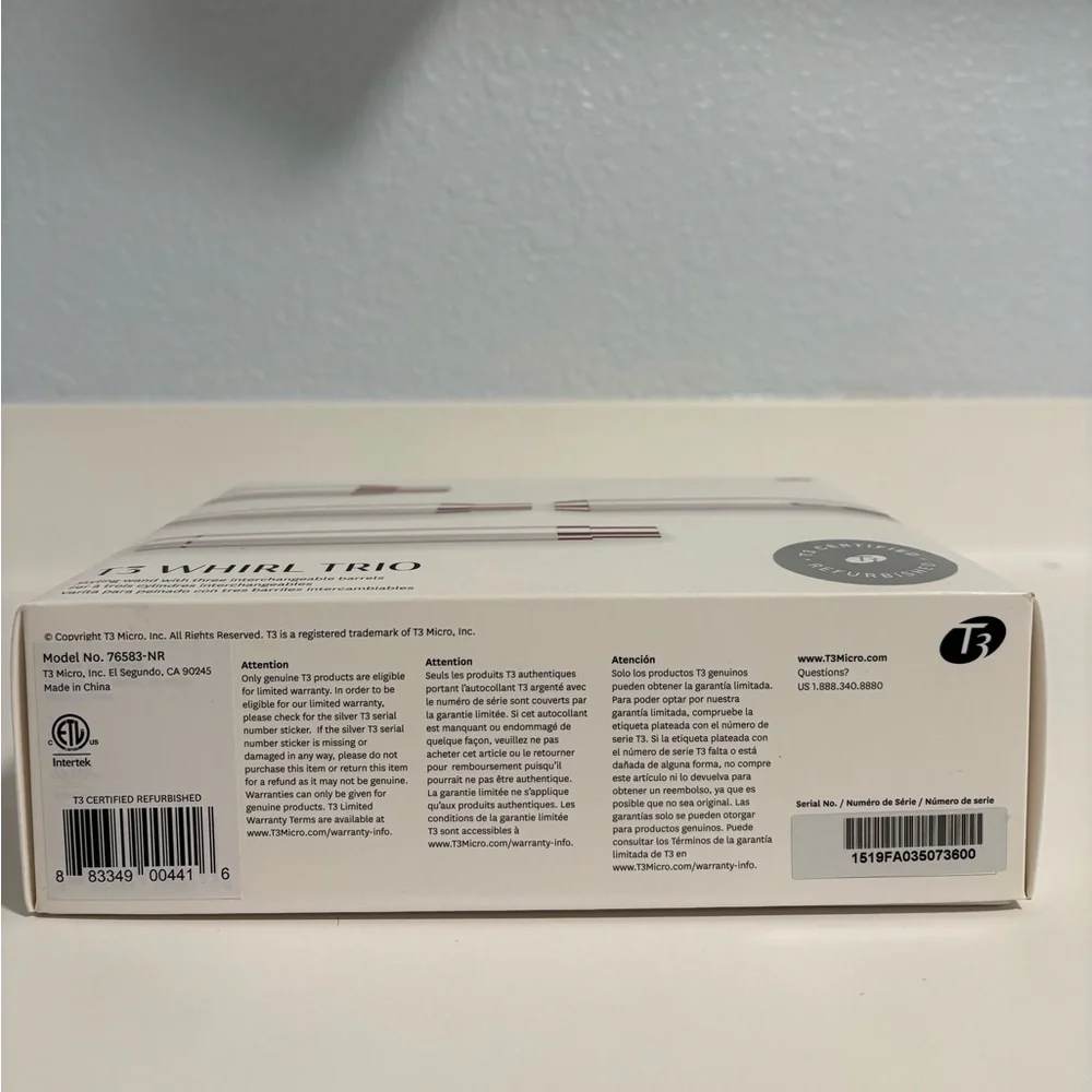 New T3 Whirl Trio Styling Wand With 3 Interchangeable Barrels MSRP:$325 - Picture 4 of 7